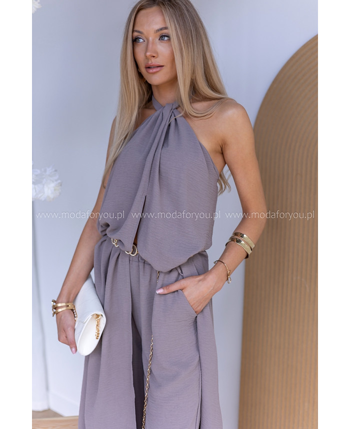 Komplet Elegancki Ana Ciemny Beż