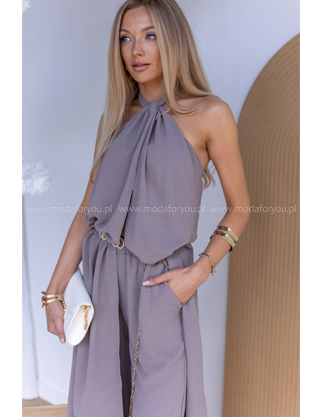 Komplet Elegancki Ana Ciemny Beż