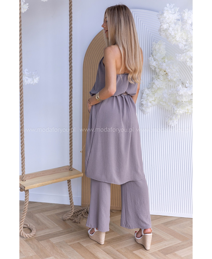 Komplet Elegancki Ana Ciemny Beż