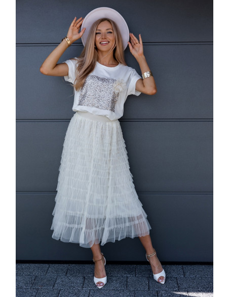 Spódnica Tiulowa Maxi Ekri
