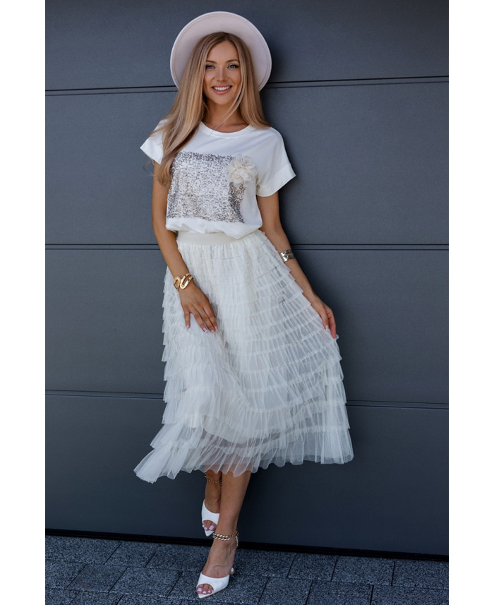 Spódnica Tiulowa Maxi Ekri