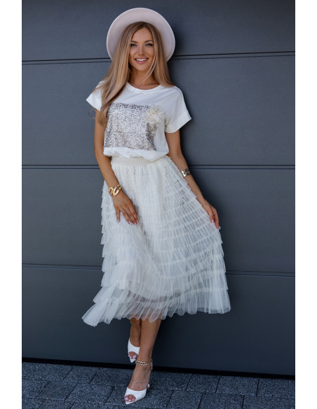 Spódnica Tiulowa Maxi Ekri