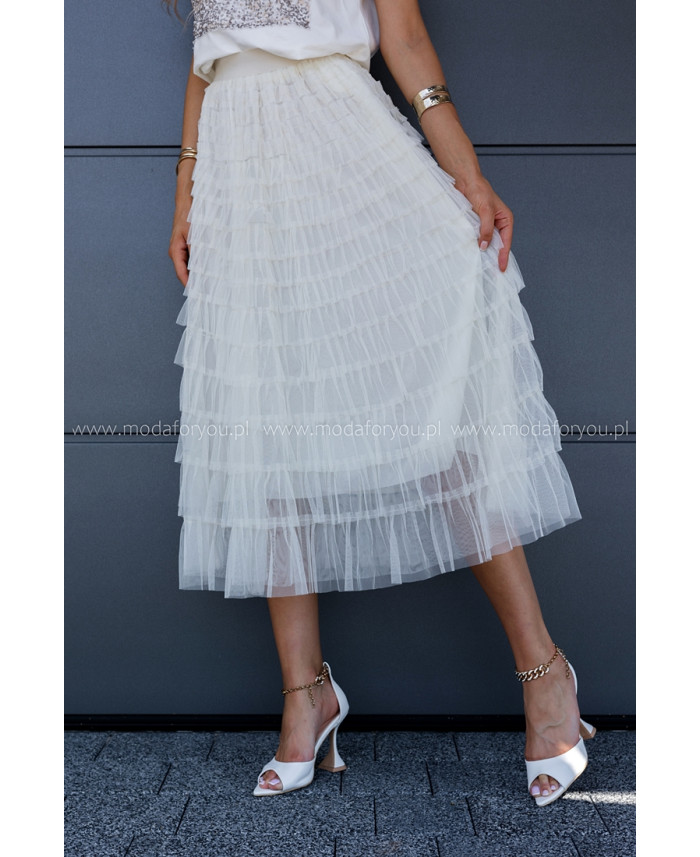 Spódnica Tiulowa Maxi Ekri
