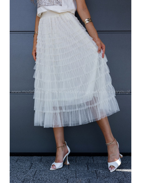 Spódnica Tiulowa Maxi Ekri