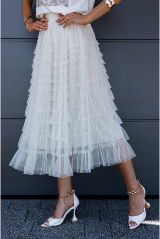 Spódnica Tiulowa Maxi Ekri