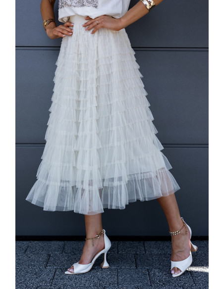 Spódnica Tiulowa Maxi Ekri