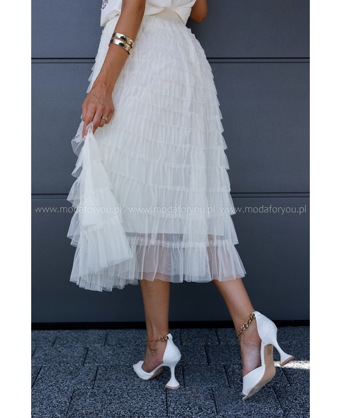 Spódnica Tiulowa Maxi Ekri