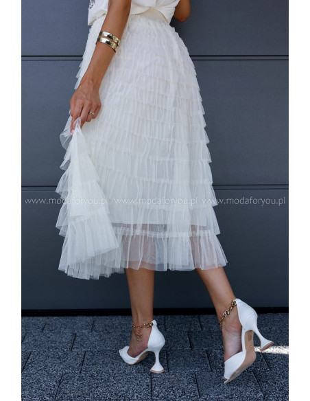 Spódnica Tiulowa Maxi Ekri