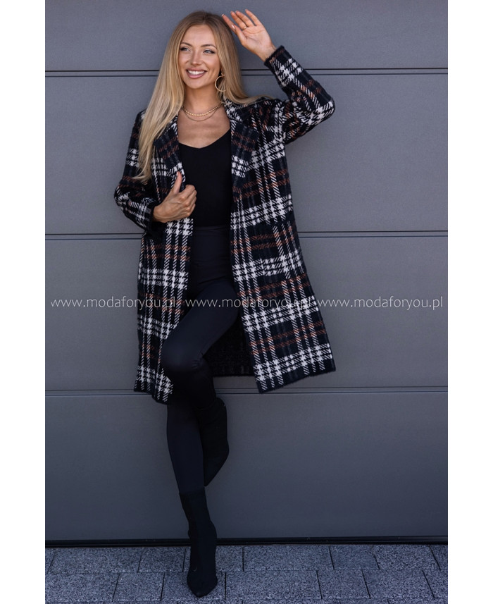 Płaszczyk Alpak w Kratkę Czarny