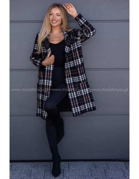 Płaszczyk Alpak w Kratkę Czarny