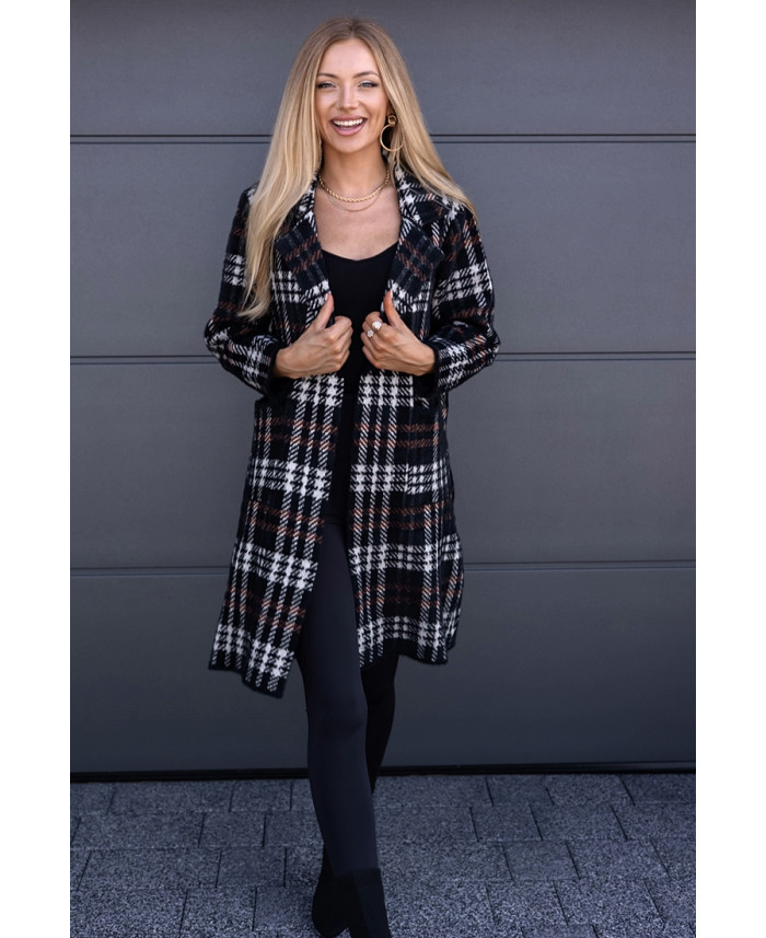 Płaszczyk Alpak w Kratkę Czarny