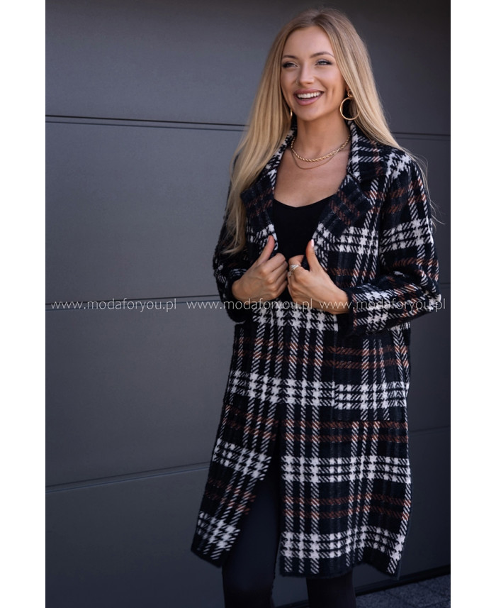 Płaszczyk Alpak w Kratkę Czarny