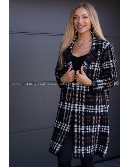 Płaszczyk Alpak w Kratkę Czarny