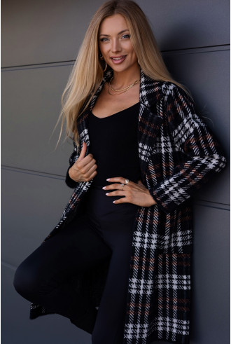 Płaszczyk Alpak w Kratkę Czarny