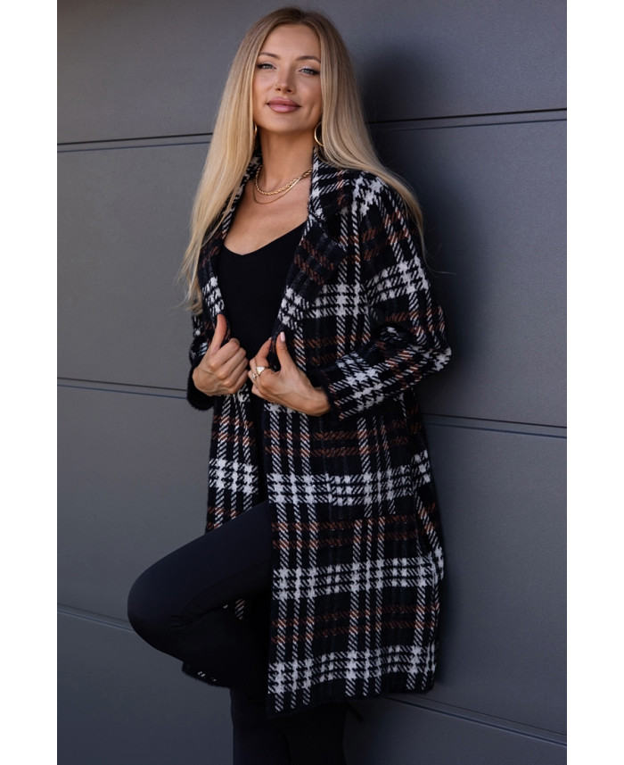 Płaszczyk Alpak w Kratkę Czarny