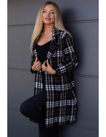 Płaszczyk Alpak w Kratkę Czarny