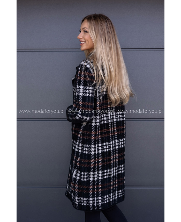 Płaszczyk Alpak w Kratkę Czarny