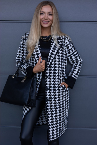 Płaszcz w Pepitko Czarno-Biały 2