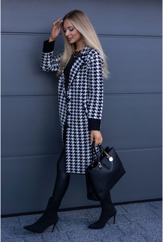 Płaszcz w Pepitko Czarno-Biały